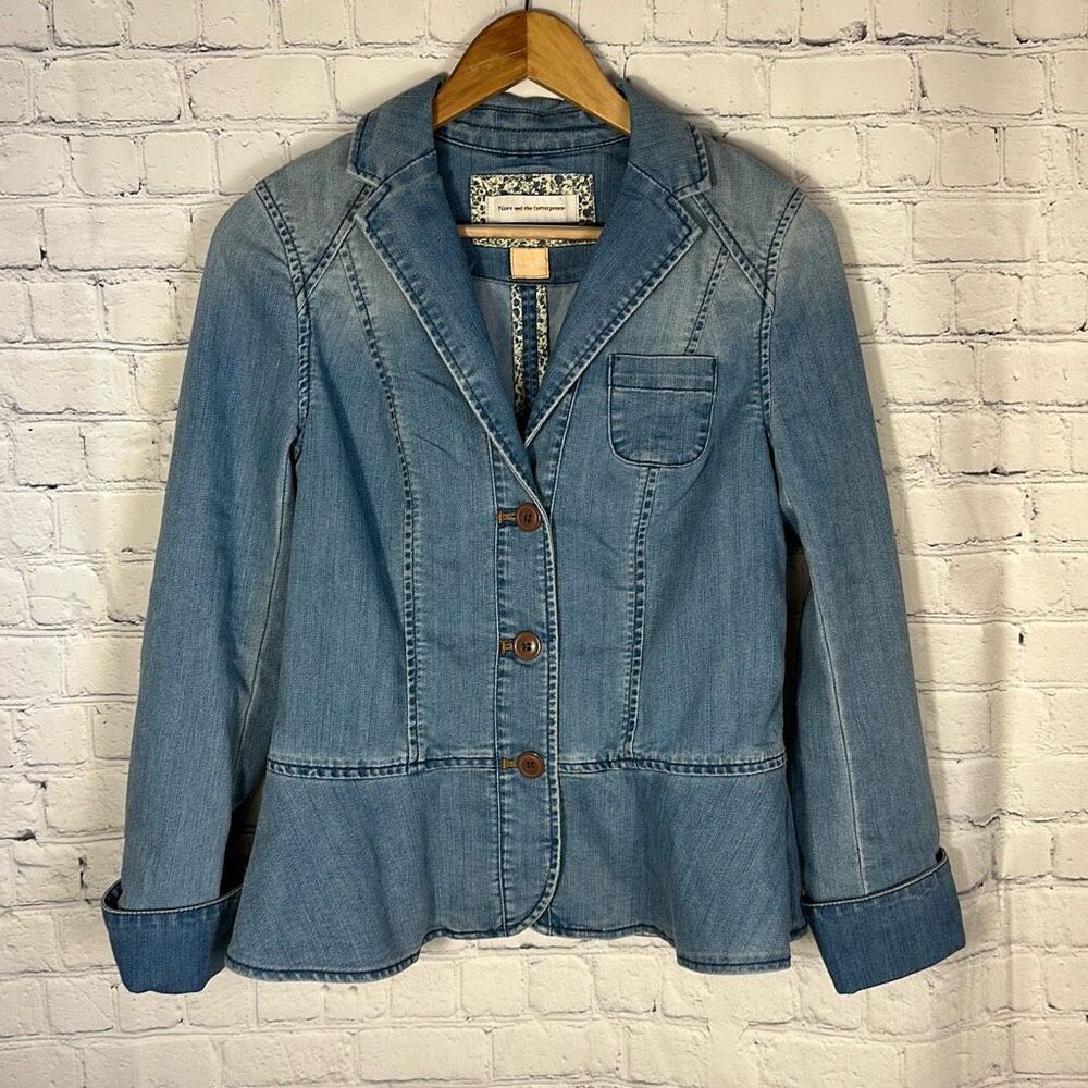 Pilcro and the‎ Letterpress Boho Women’s Button up Blue Denim Jean Jacket size 6
